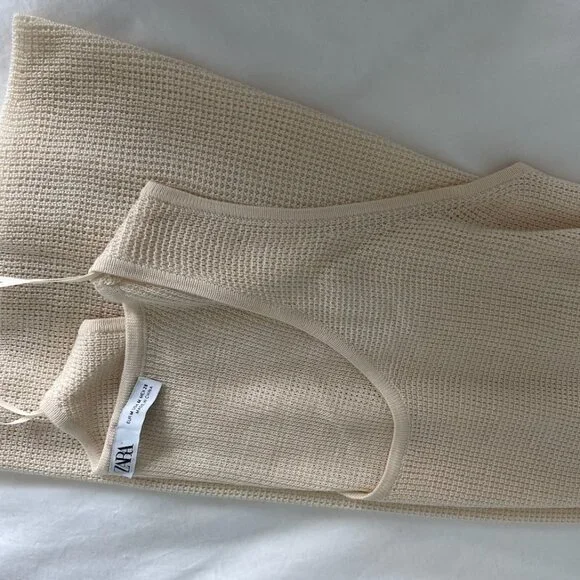 ZARA Sleeveless Waffle Weave Knit Dress SZ Medium - Picture 6 of 8